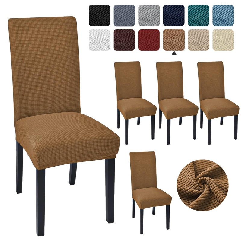 Aertiavty Chair Covers for Dining Room Set of 4 Kitchen Chair Seat Covers  Dining Room Chair Covers Chair Slipcover Parsons Chair Covers  Camel - Image 1